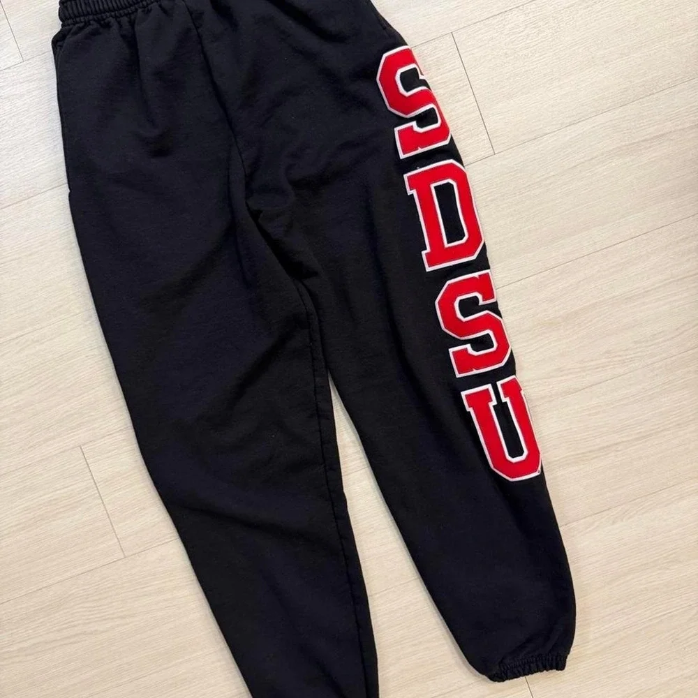 Champion San Diego State University Black Cuff Sweatpants Mens Size Small Cozy